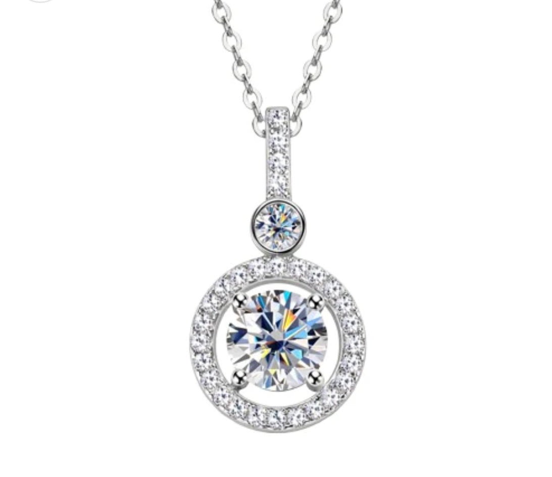 Moissanite Halo Necklace