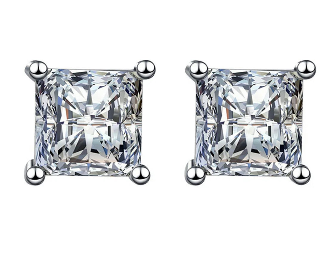 Moissanite Princess Cut Earrings