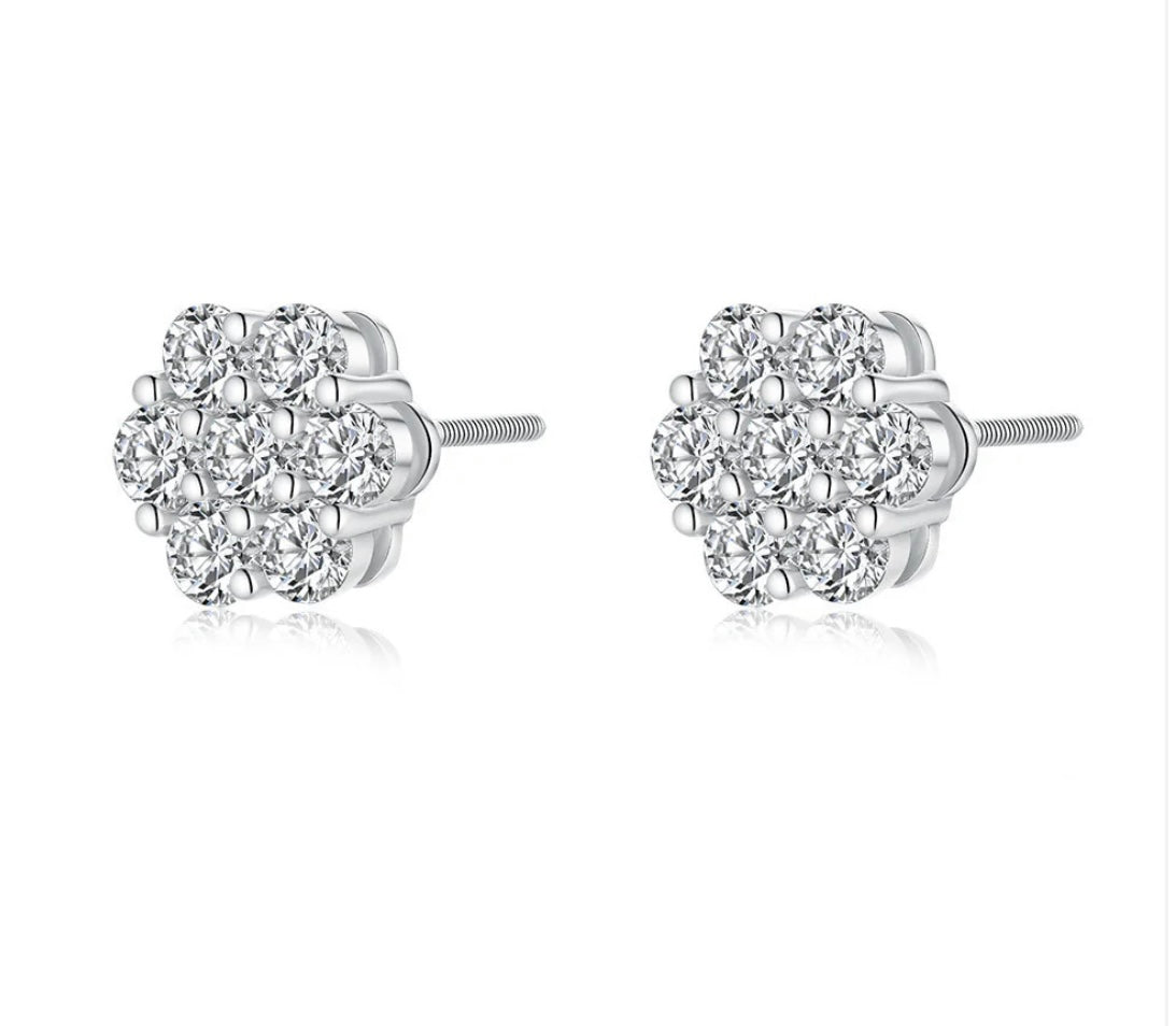 Moissanite Flower Earrings